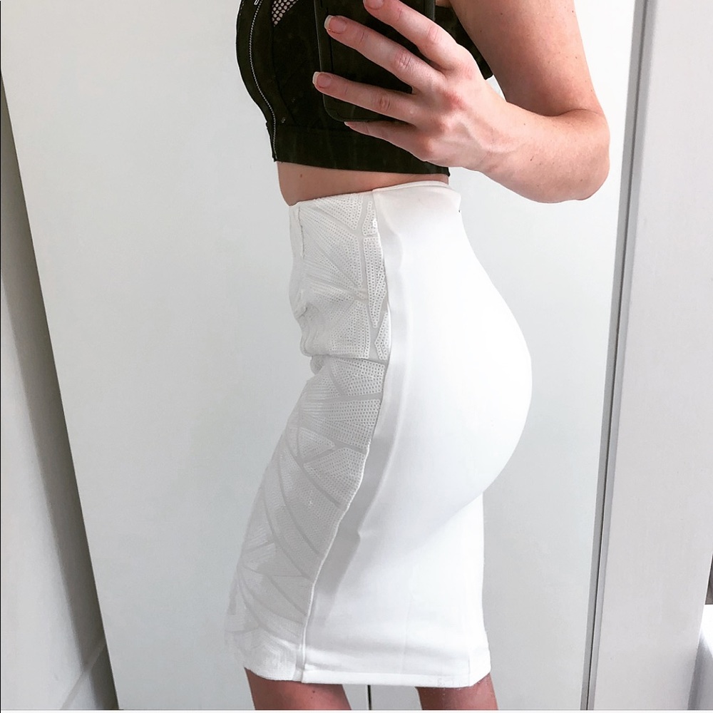 NWT Tobi white stretchy sequin midi pencil skirt - Picture 5 of 7